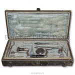 Trepanation instruments in a leather box
